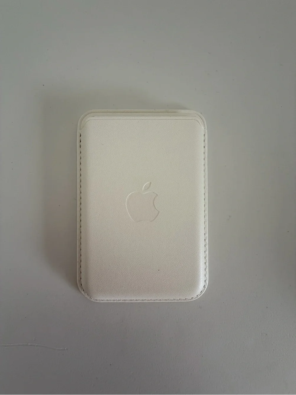 White Leather Magnetic Wallet Case with Embossed Logo
